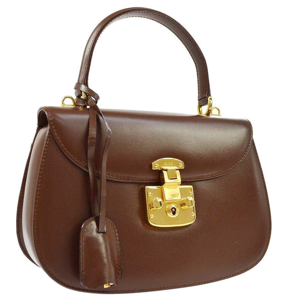 Gucci Leather Kelly Top Handle Satchel Flap Bag