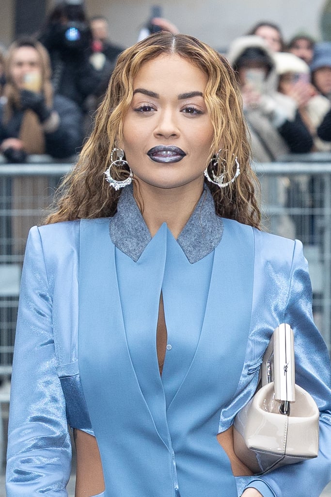 Rita Ora's Blue Lipstick at Paris Fashion Week