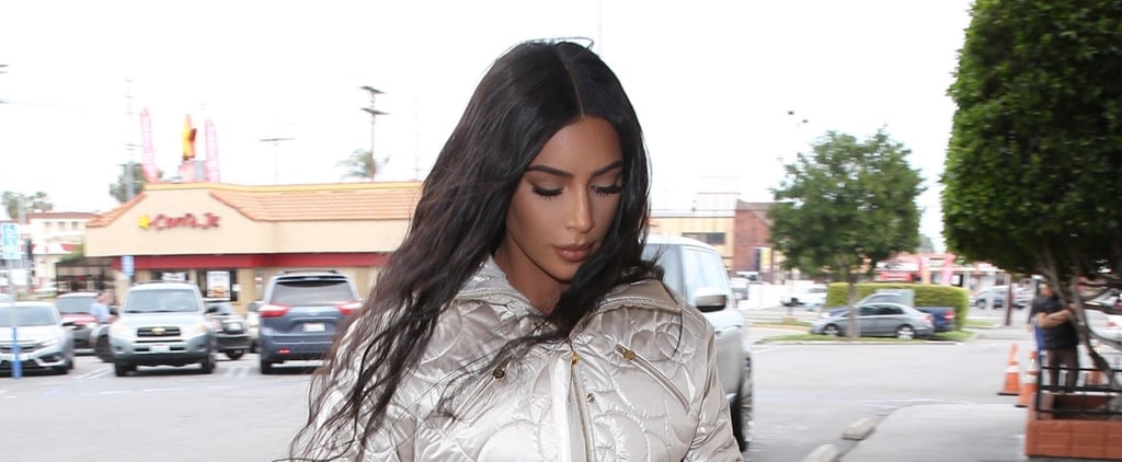 Kim Kardashian's Iridescent Leggings Are So Figure-Hugging, I Wonder How Long It Took to Squeeze Into 'Em