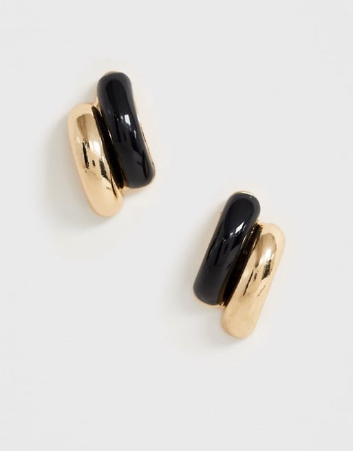 ASOS Design Earrings With Black Enamel Detail
