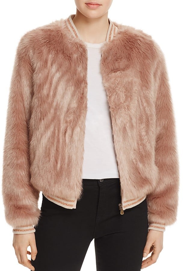 Mother The Letterman Faux Fur Bomber Jacket