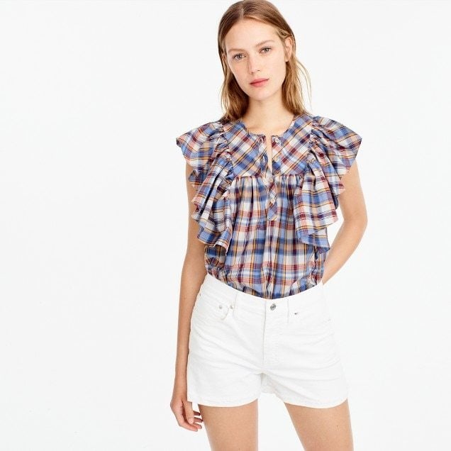 J.Crew Ruffle Top in Vintage Plaid