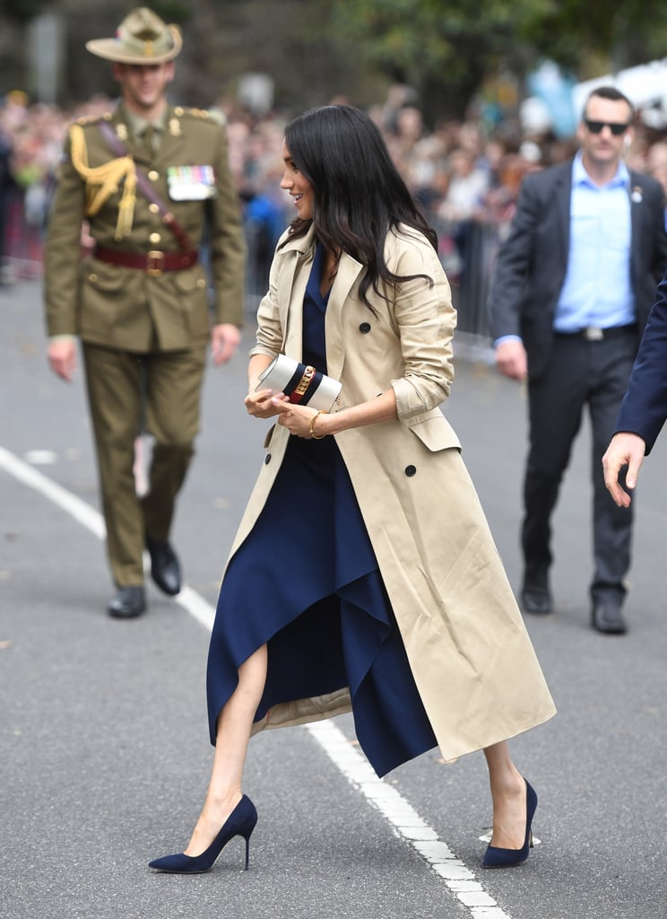 ‎Meghan Markle Carrying a Gucci Sylvie Leather Mini Chain Bag in White