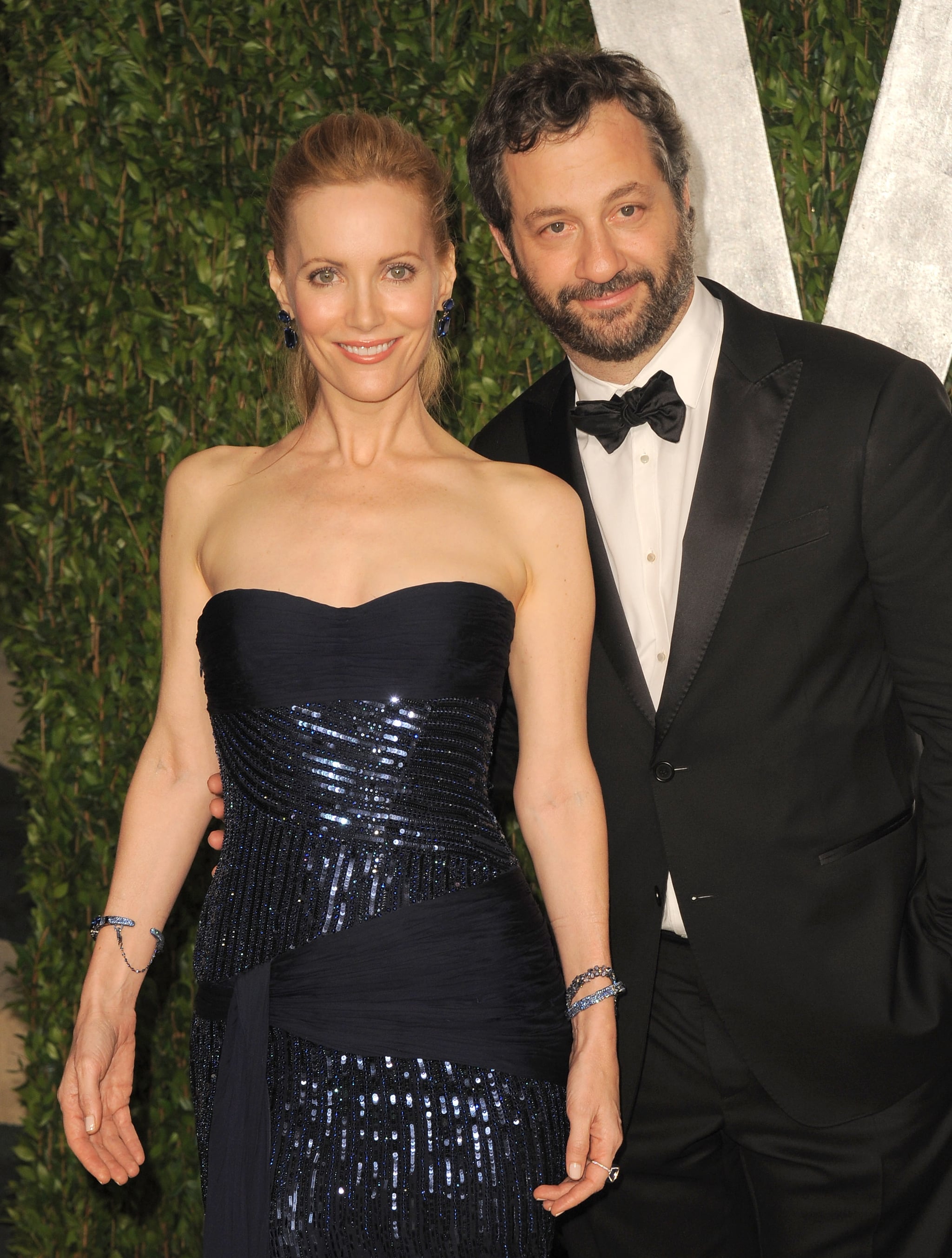 Judd Apatow and his wife Leslie Mann at the Vanity Fair carpet.