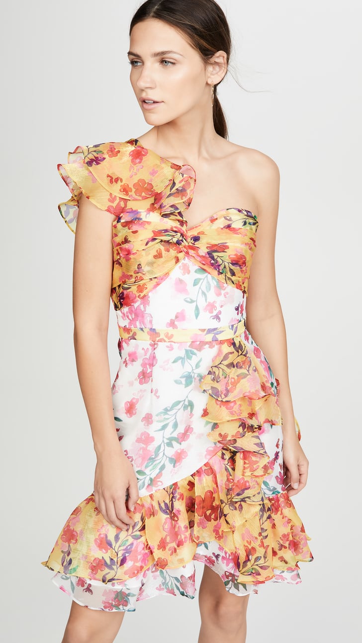 Marchesa notte one shoulder top dress