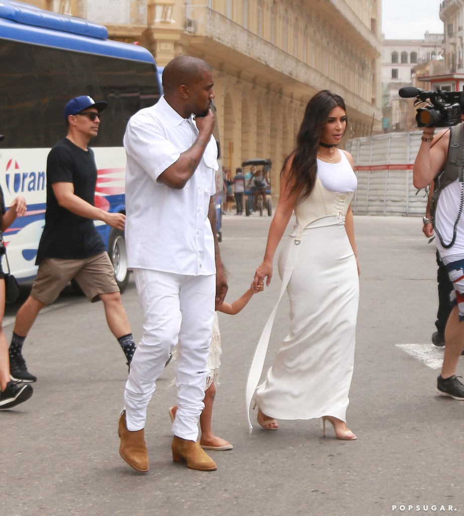 Kim Kardashian and Kanye West Wearing White in Cuba 2016