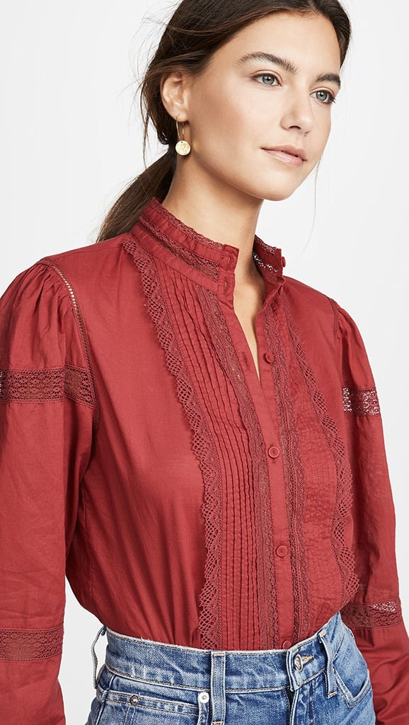 La Vie Rebecca Taylor Long Sleeve Voile Lace Top