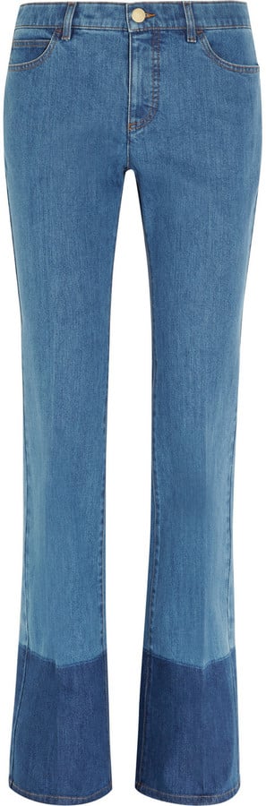 Valentino Two-Tone Mid-Rise Flared Jeans ($990)