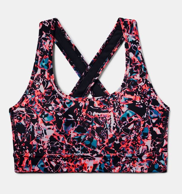 UA Armour Mid Crossback Print Mash Up Sports Bra