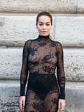 Rita Ora Goes Braless In a Totally See-Through Lace Dress