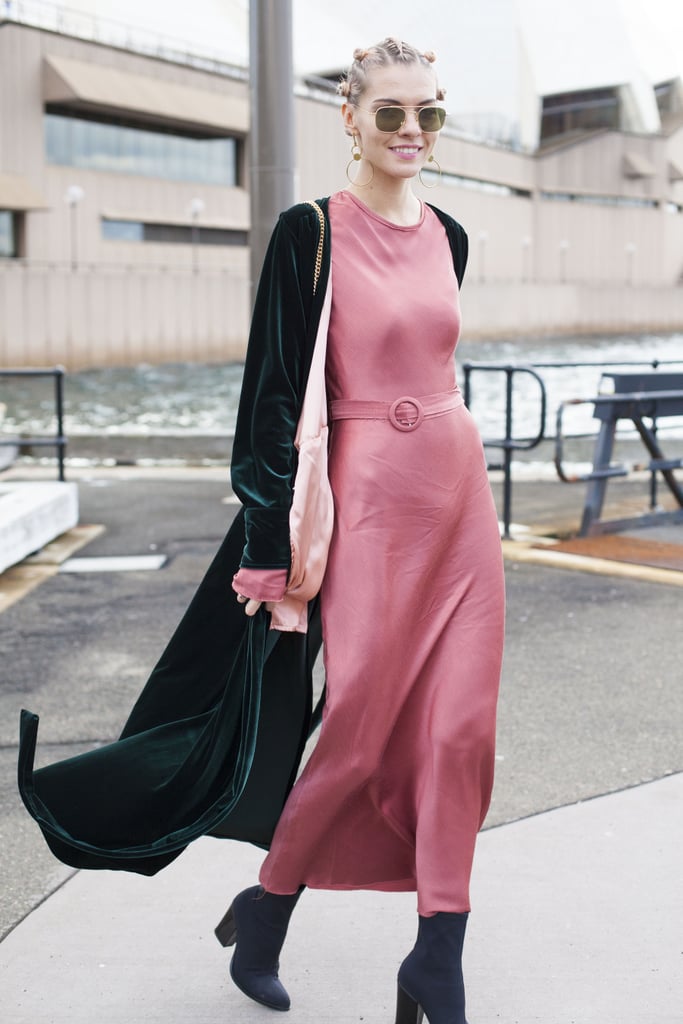 Find a fabulous slip of a dress you'd like to live in all weekend long, then proceed to live out your dreams. You can start by topping it off with a duster and polished booties.