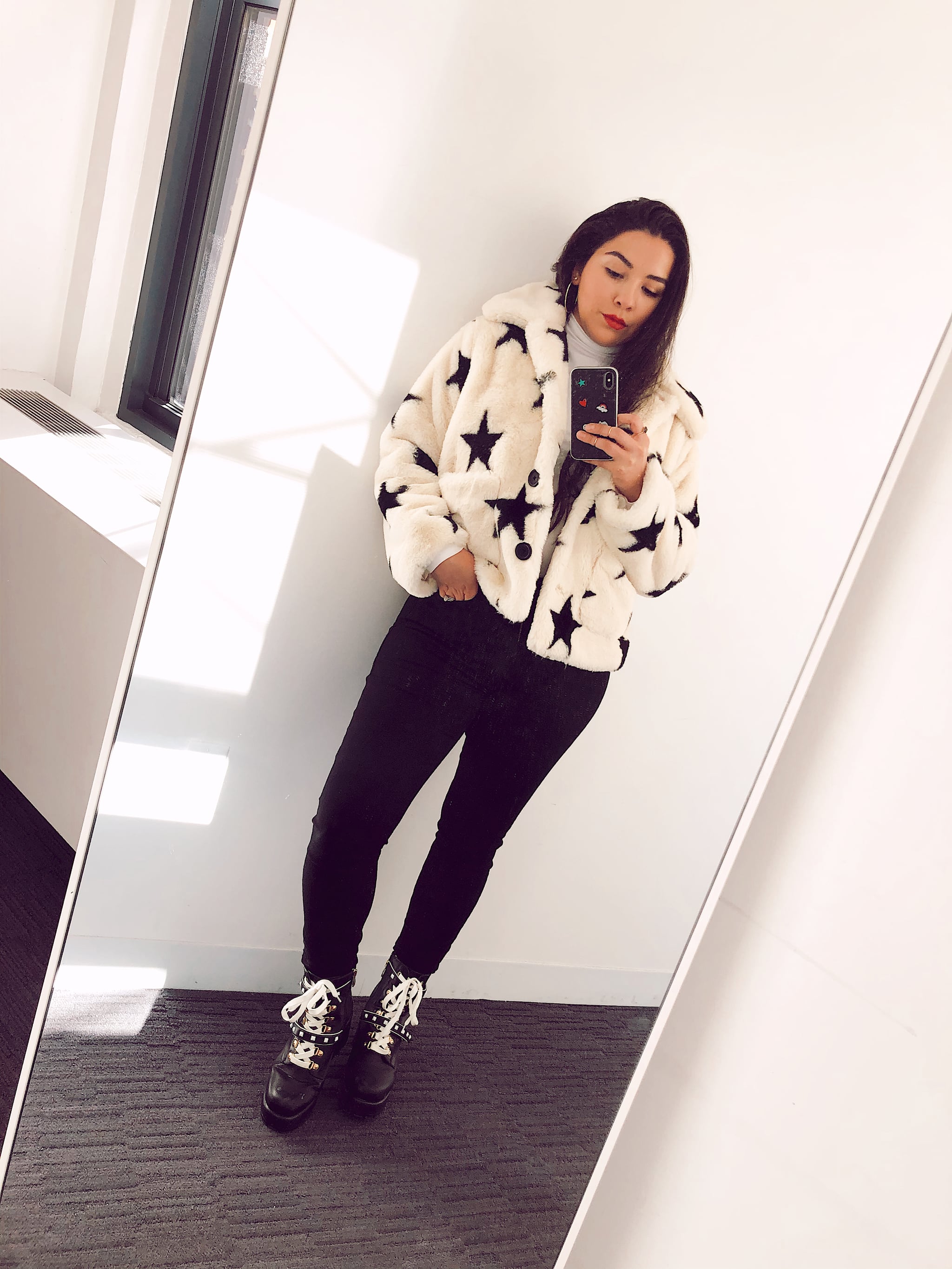 Turtleneck with hot sale fur coat