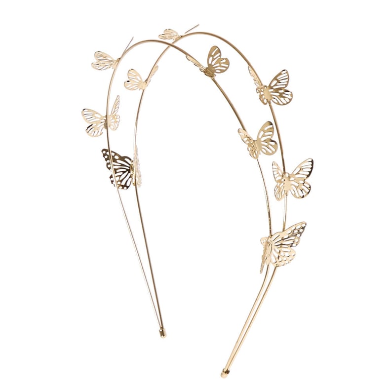 Claire's Gold Double Row Butterfly Headband
