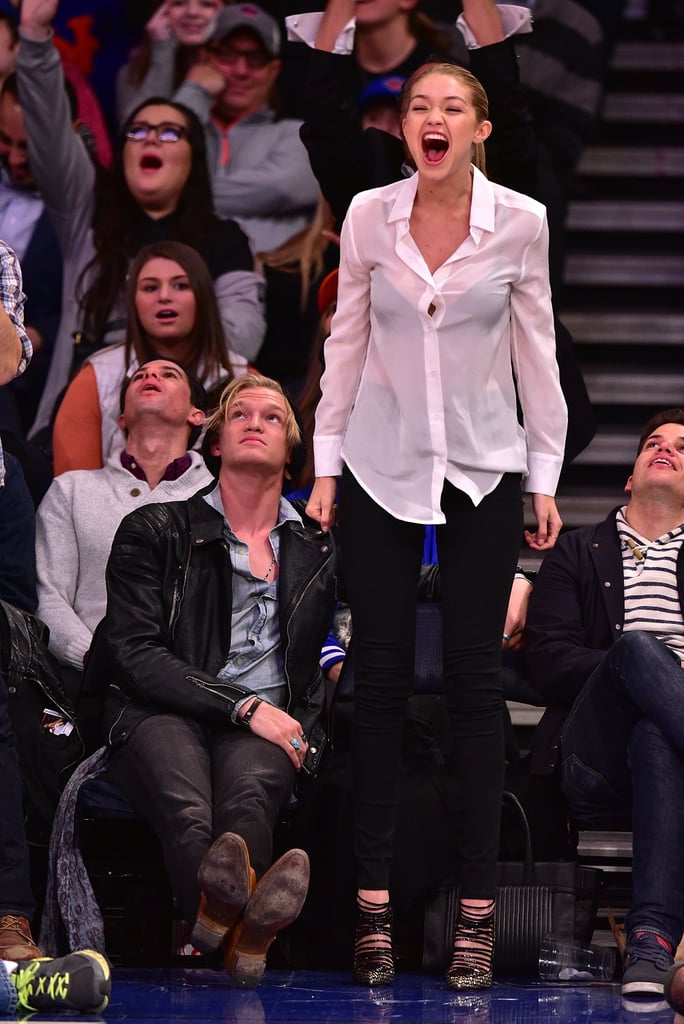 Gigi Hadid and Cody Simpson at Knicks Game April 2015