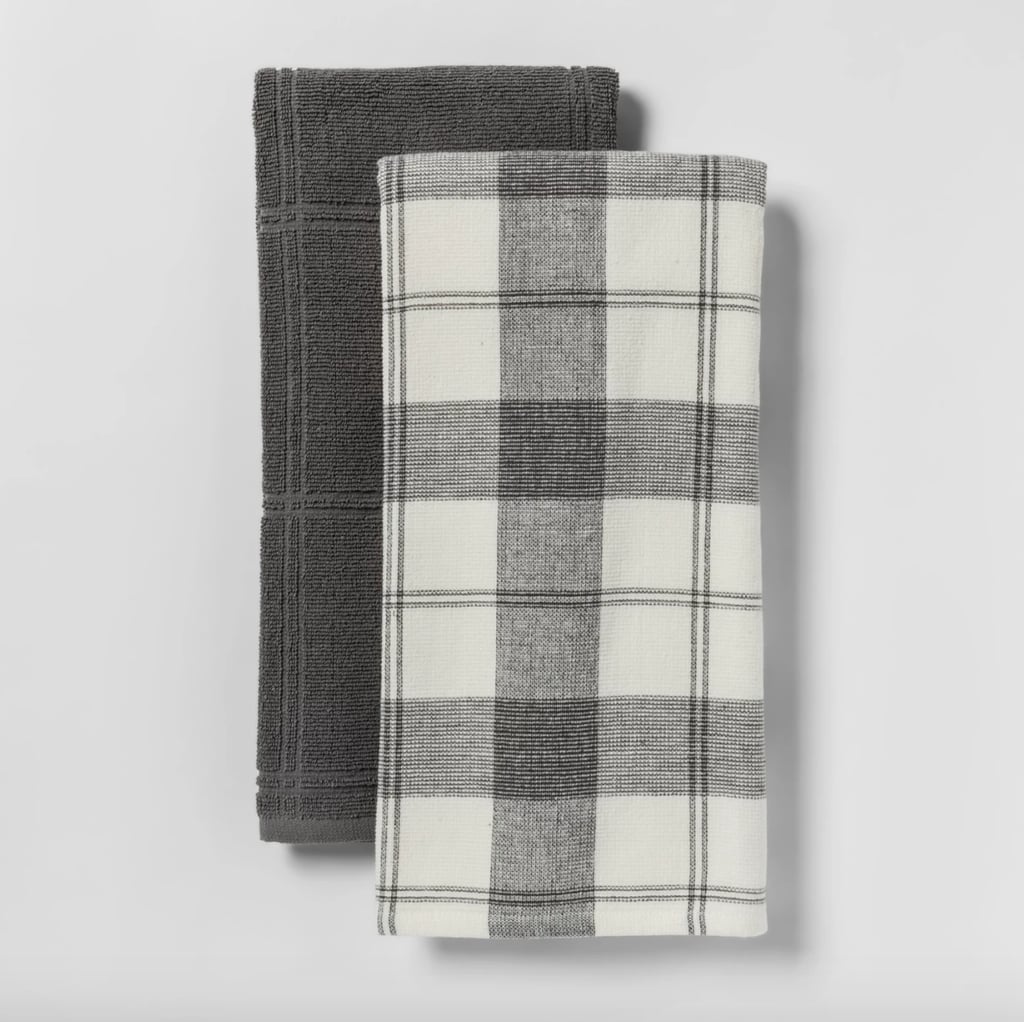 Two-Pack of Check With Solid Kitchen Towels From Threshold