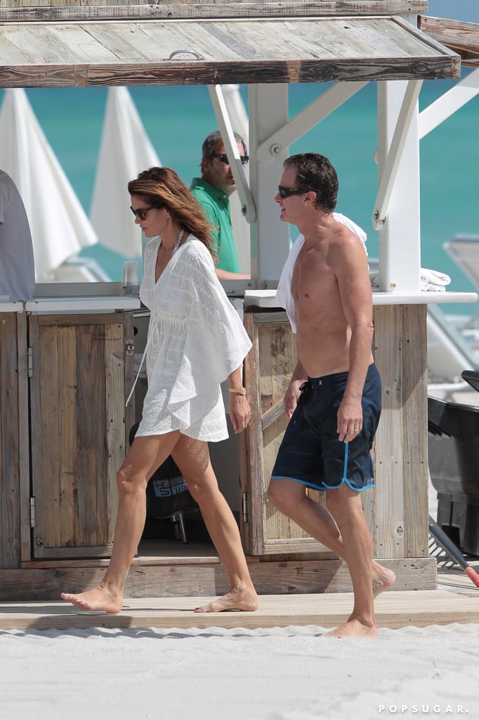 Cindy Crawford and Rande Gerber on the Beach in Miami