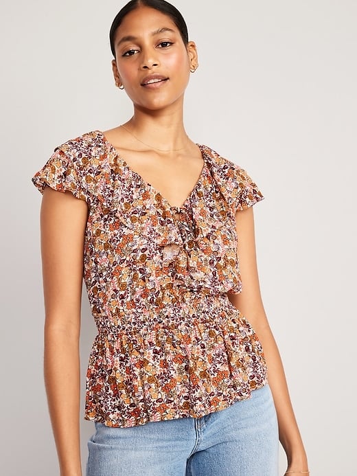 Old Navy Waist-Defined Ruffle-Trim Top