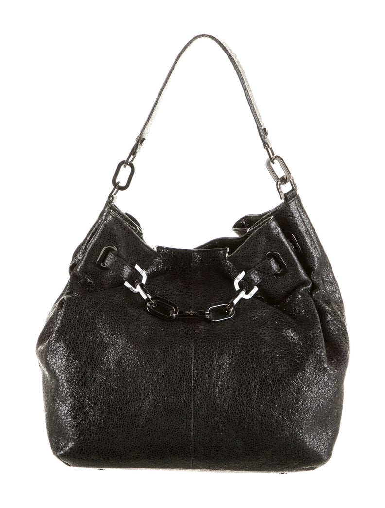 Vintage Tory Burch Textured Chain Link Leather Hobo Bag