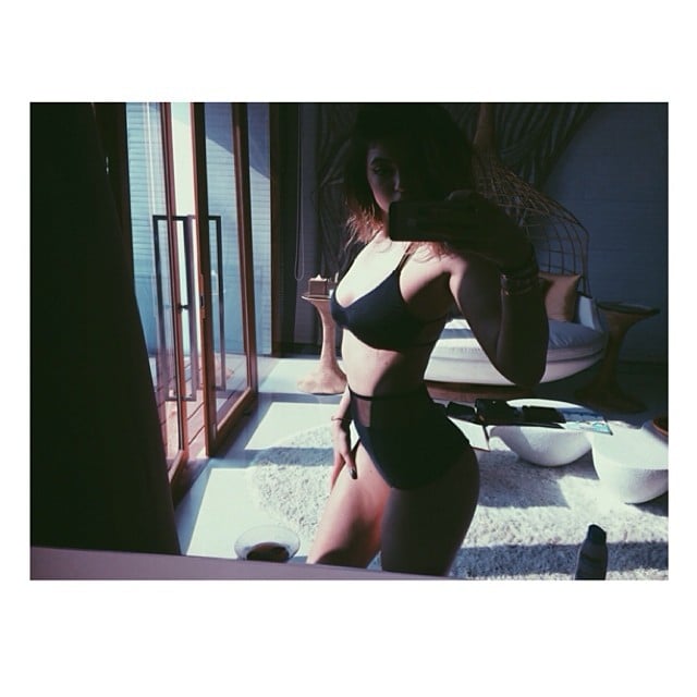 Kylie wore a black bikini.
Source: Instagram user kyliejenner