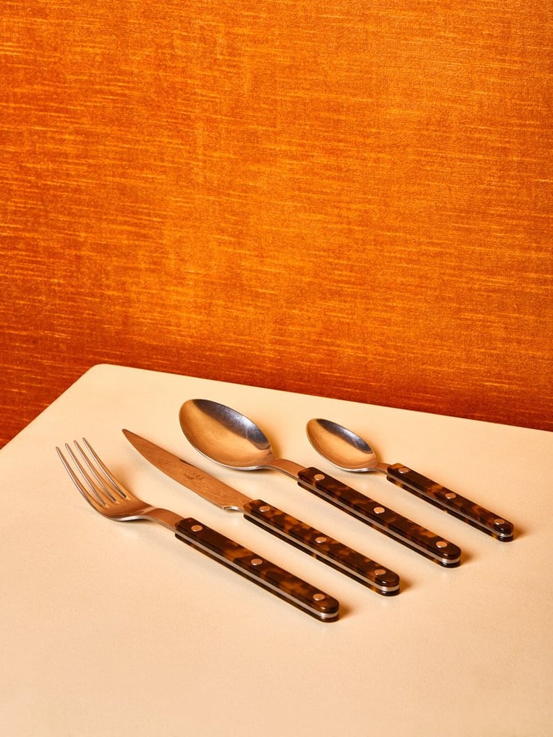 Sabre Tortoise Flatware in Brushed Stainless Steel