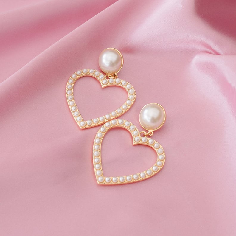 SugarRoseStudio Pearl Heart Drop Earrings