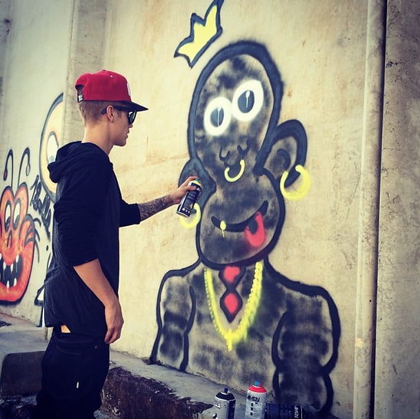 Source: Instagram user justinbieber

Nov. 8, 2013
Brazil just wasn't a good time for Justin. The singer was charged with vandalism in Rio after he was caught painting graffiti on a wall. Justin didn't face any jail time for the graffiti, instead offering to pay a fine for an unreported sum.