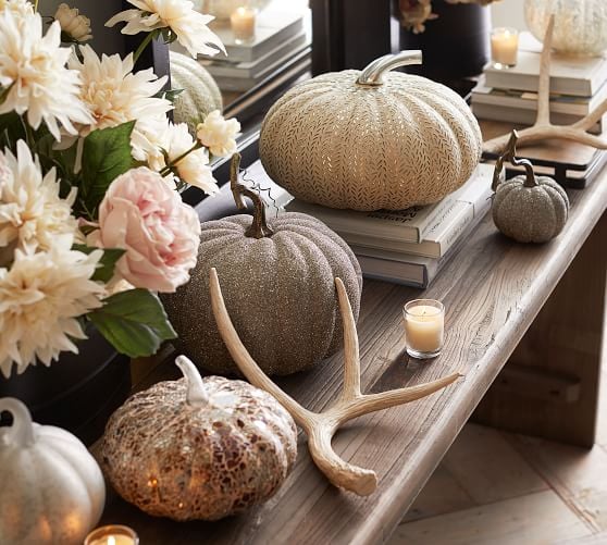 German Glitter Pumpkins Best Pottery Barn Halloween Decorations
