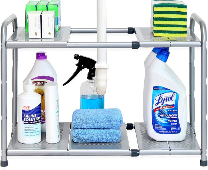 easy home kitchen expandable under sink shelf