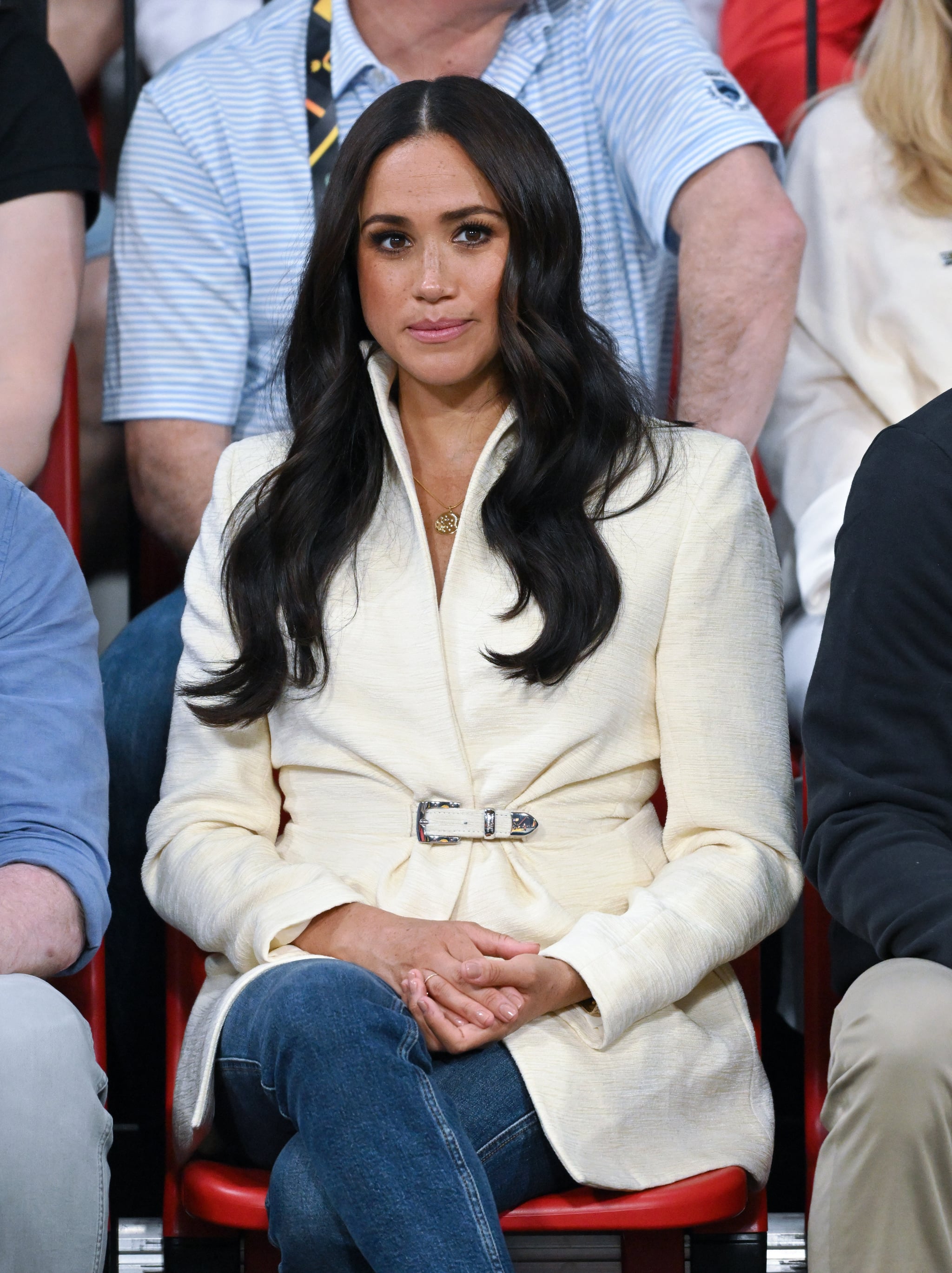 THE HAGUE, NETHERLANDS - APRIL 17: Meghan, Duchess of Sussex attends the sitting volleyball event during the Invictus Games at Zuiderpark on April 17, 2022 in The Hague, Netherlands. (Photo by Karwai Tang/WireImage)