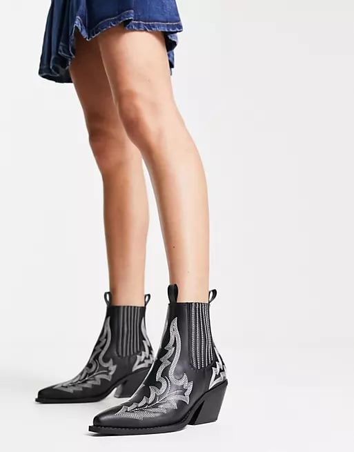 ASOS DESIGN Roxanne Contrast Stitch Western Boots