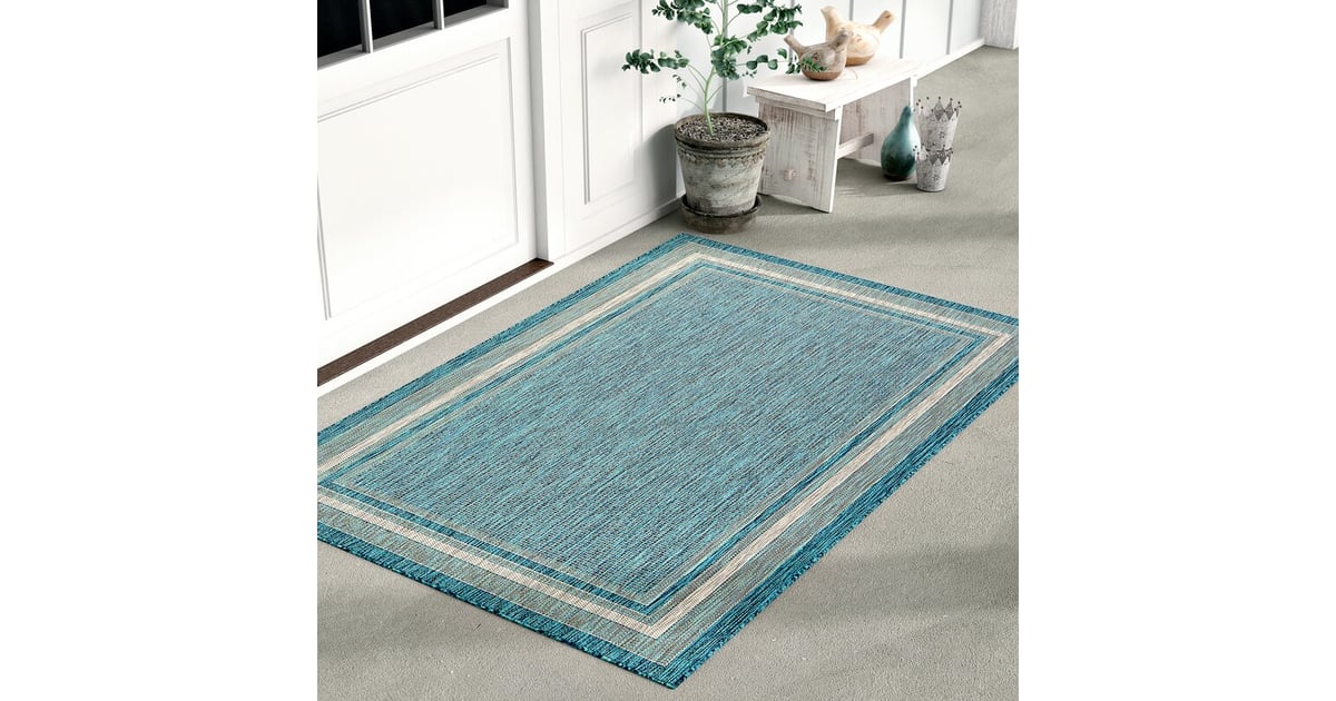 Tollette Teal Indoor/Outdoor Area Rug Best Outdoor Rugs POPSUGAR