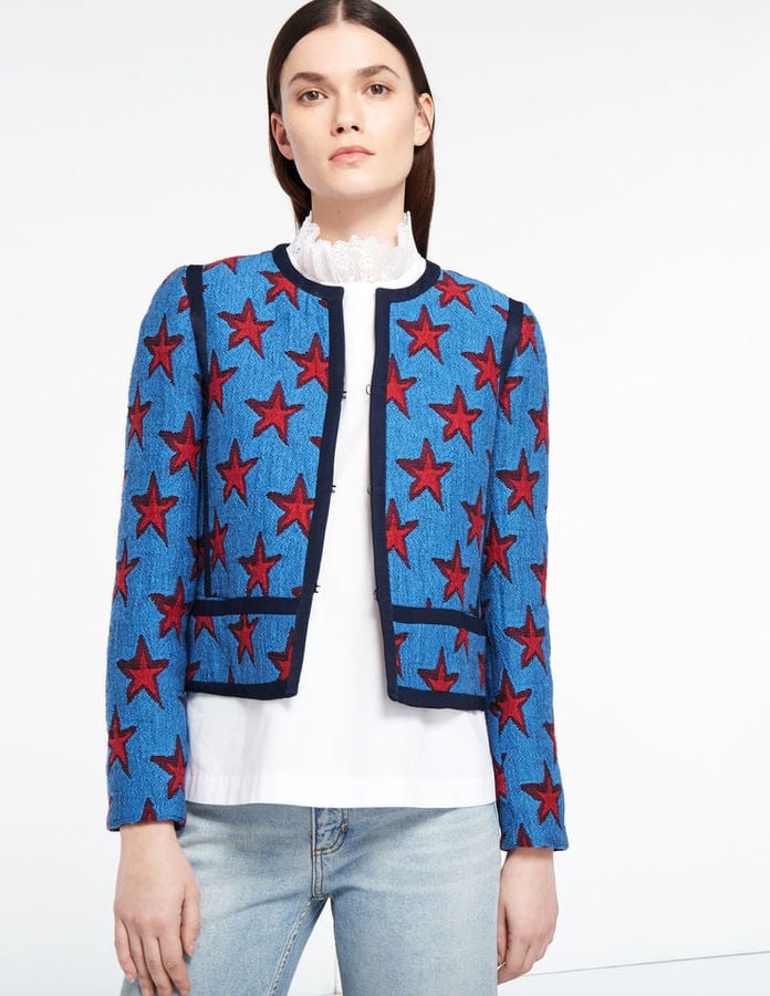 Sandro Star Print Jacket Contrasting Colour