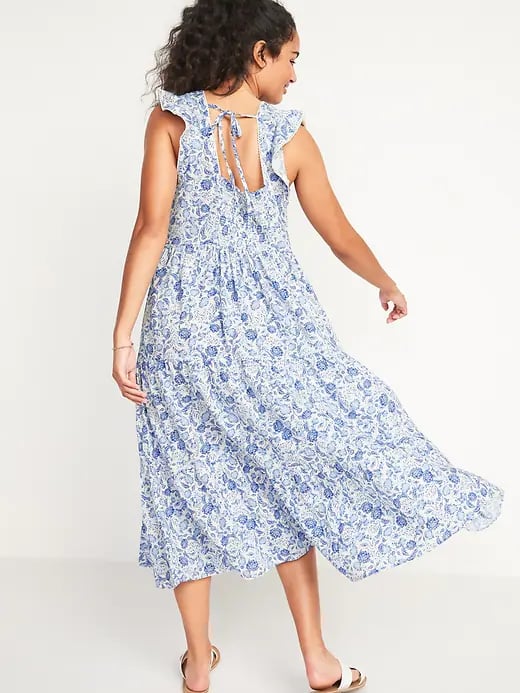 Old Navy Tiered Floral-Print Midi Swing Dress