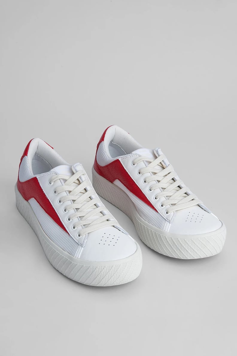 By Far Rodina White And Red Grained Leather