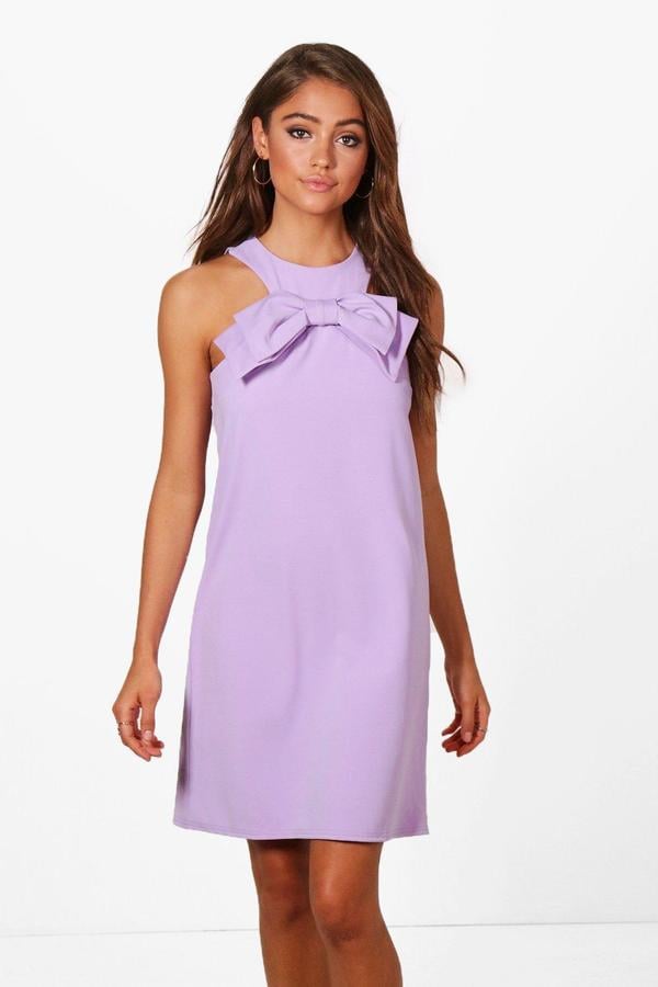 Boohoo Lissy Bow Front Detail Shift Dress