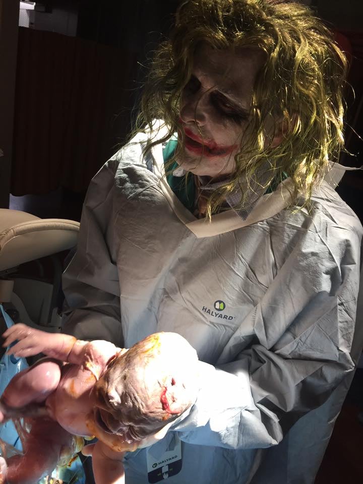 Doctor Delivers Baby Dressed as The Joker