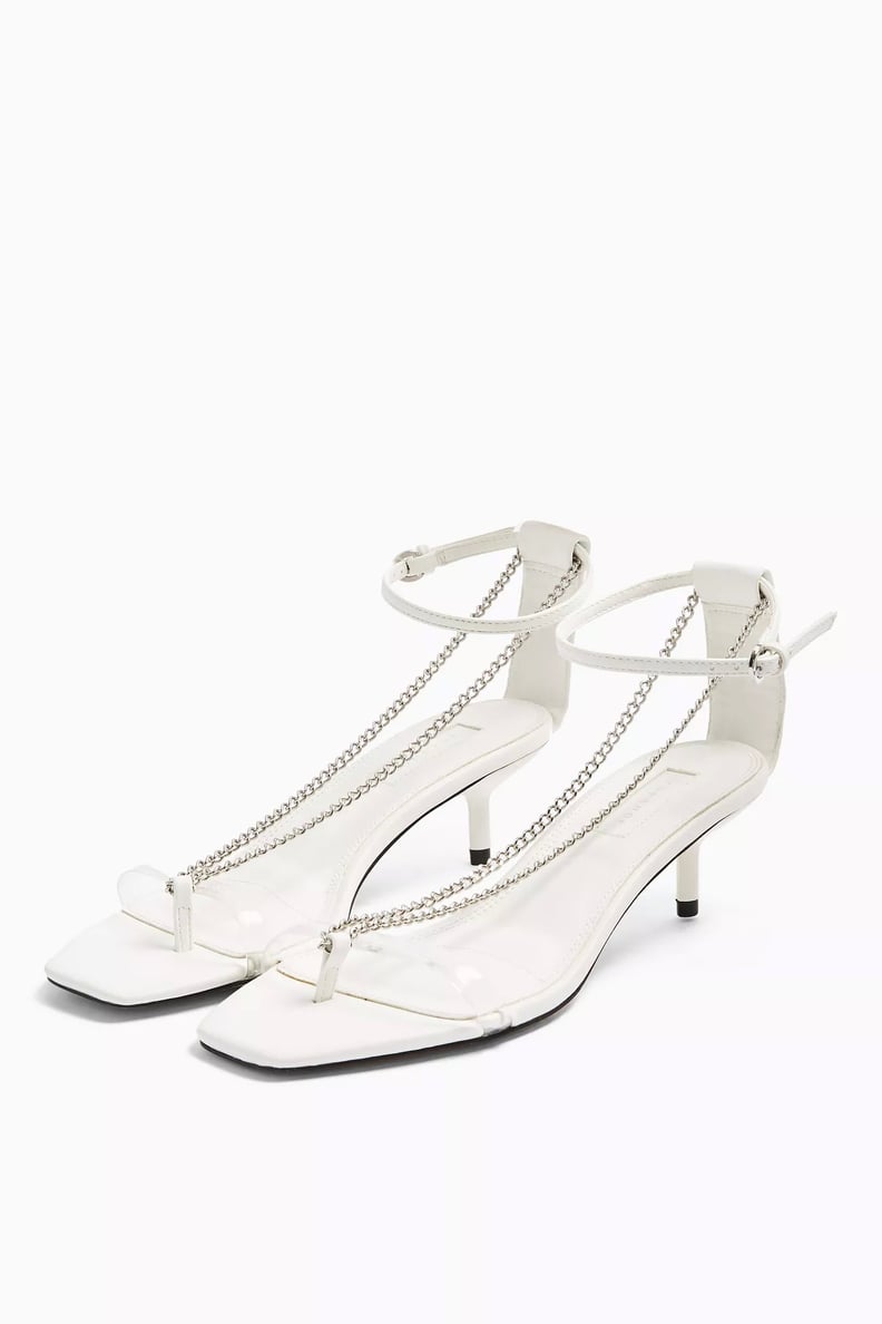 Topshop Rush White Chain Mini Heels