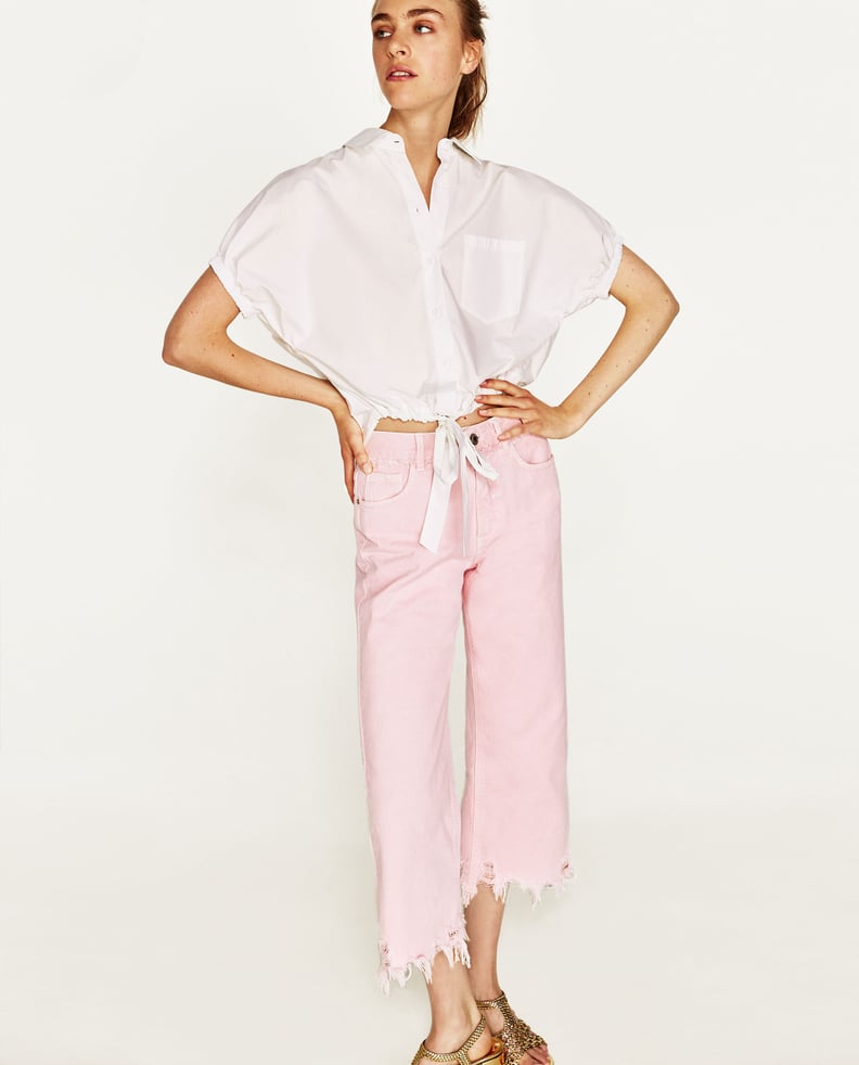 Zara Pink Frayed Jeans