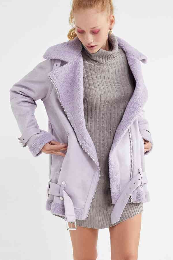UO Oversize Faux Leather Aviator Jacket
