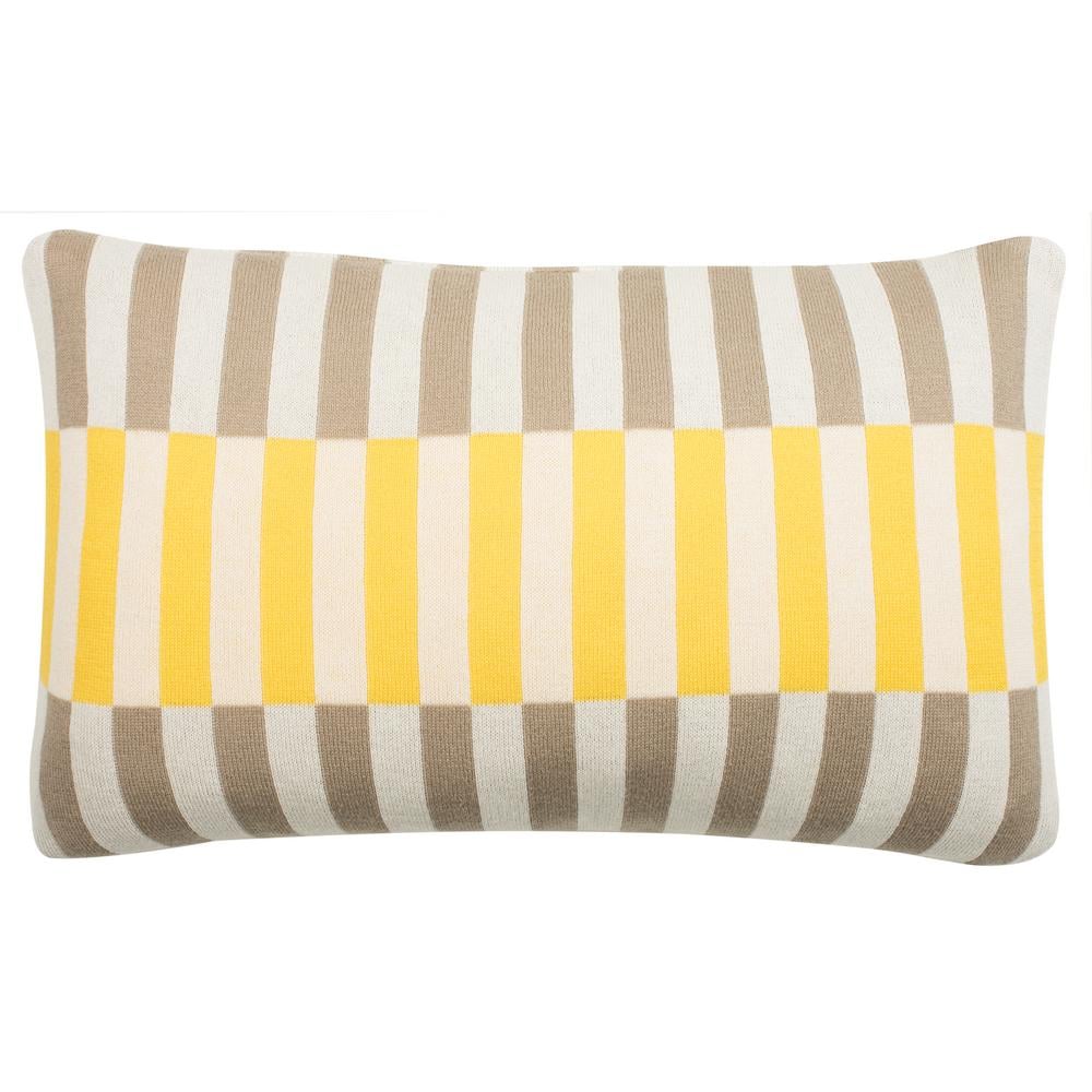 Safavieh Stone Yellow Natural Striped Down Alternative 12 in. x 20 in. Throw