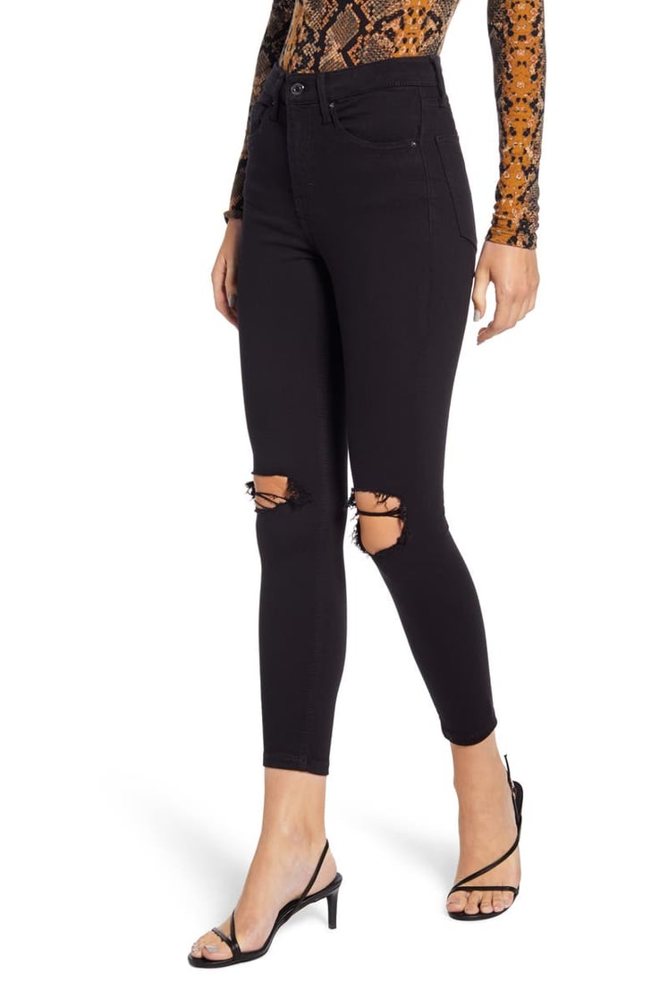 topshop jamie high waist ripped hem skinny jeans