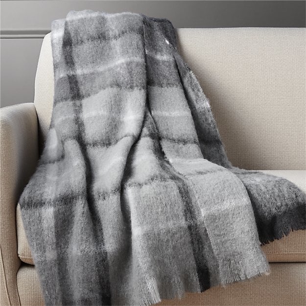 CB2 Alpaca Black and White Plaid Throw