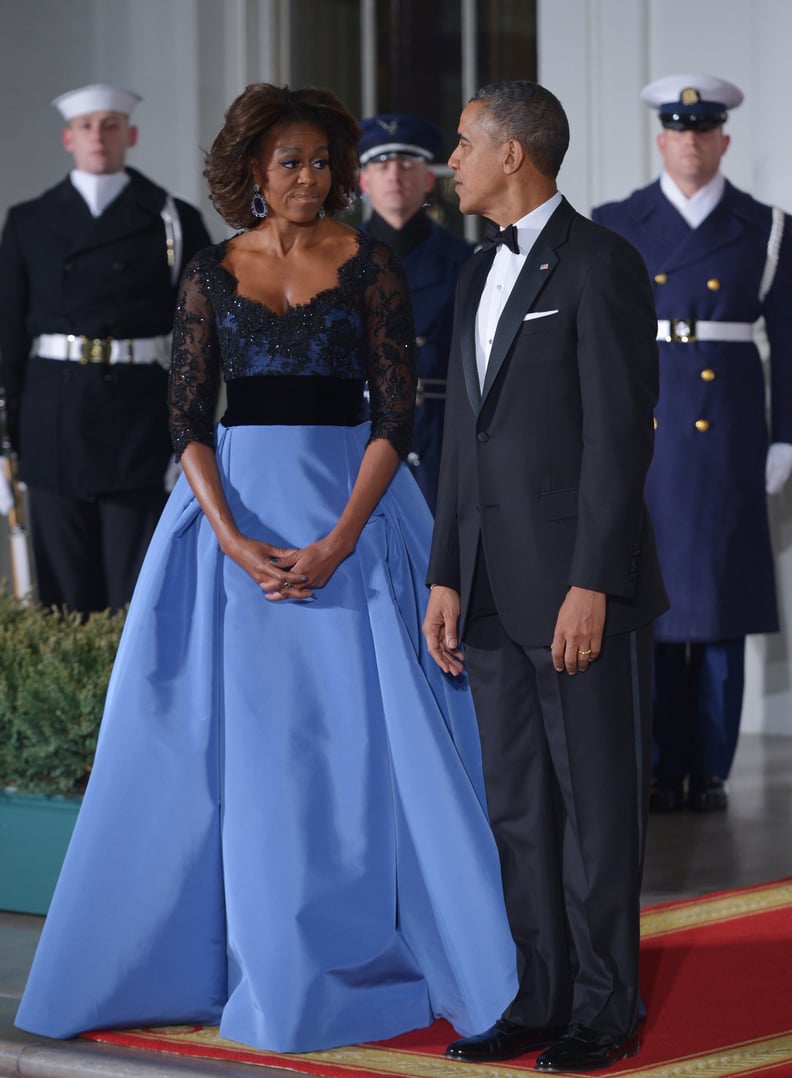 Hervé Also Collaborated on Michelle Obama's Carolina Herrera State Dinner Dress