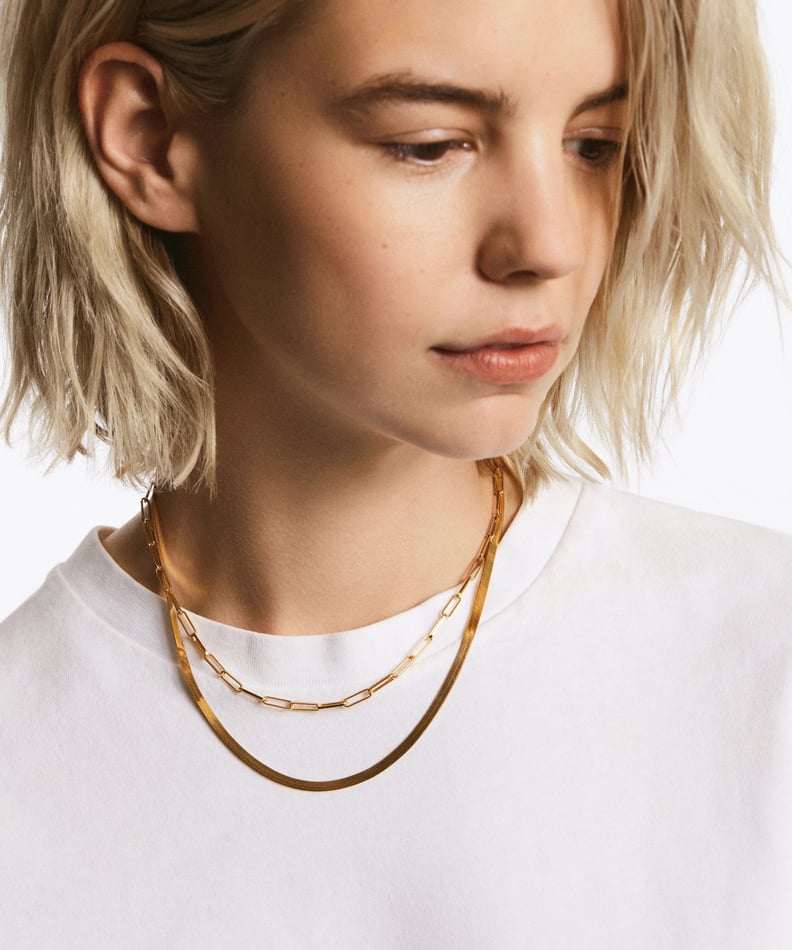 A Chain Gold Necklace: Elongated Box Chain Necklace