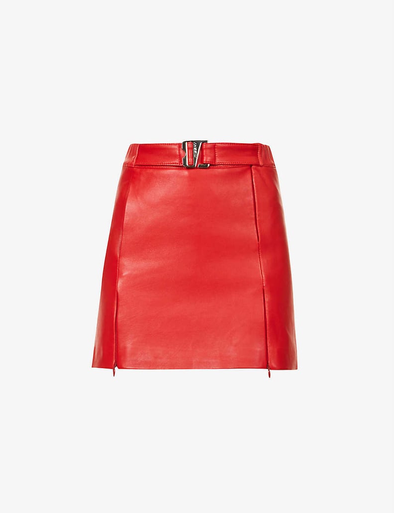 Misbhv Belted High-Waist Vegan Leather Mini Skirt