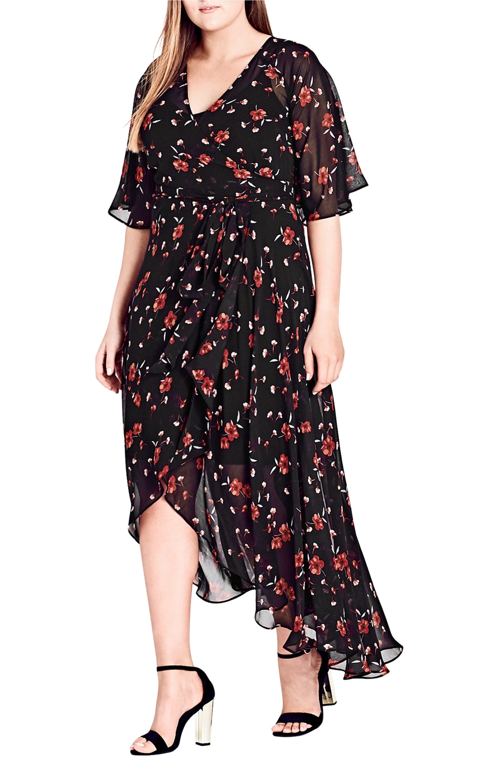 City chic floral wrap dress sale