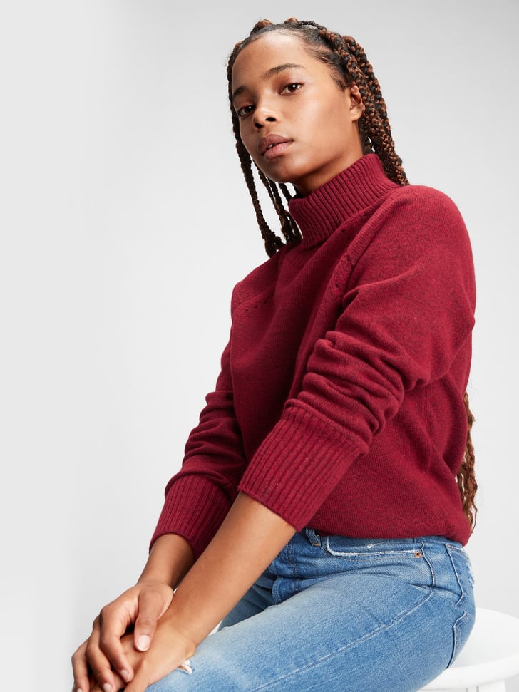 khaki turtleneck