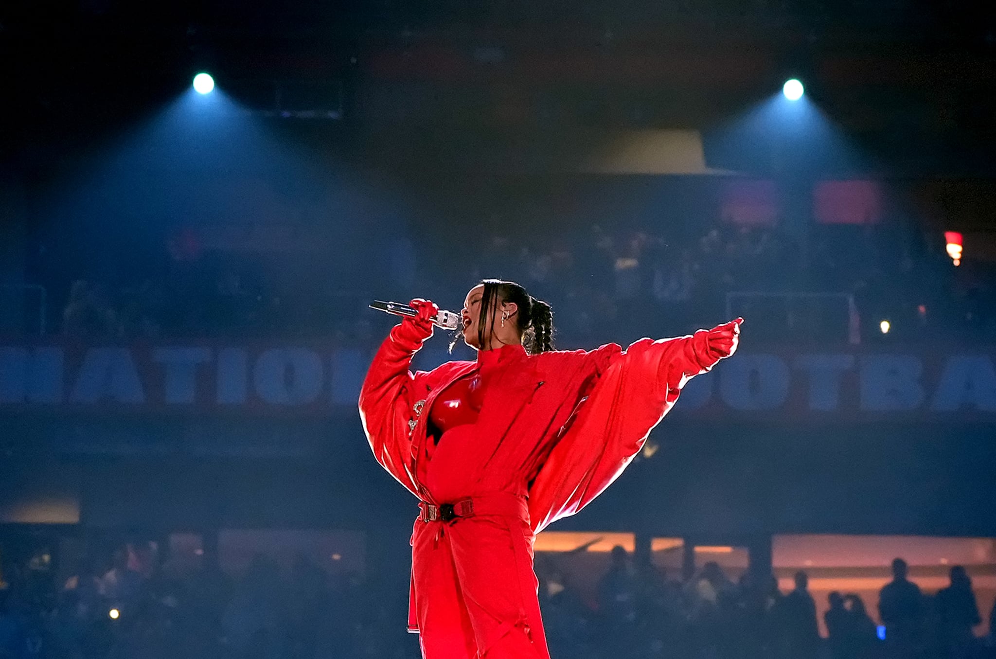 GLENDALE, ARIZONA - FEBRUARY 12: Rihanna performs during Apple Music Super Bowl LVII Halftime Show at State Farm Stadium on February 12, 2023 in Glendale, Arizona. (Photo by Kevin Mazur/Getty Images for Roc Nation)