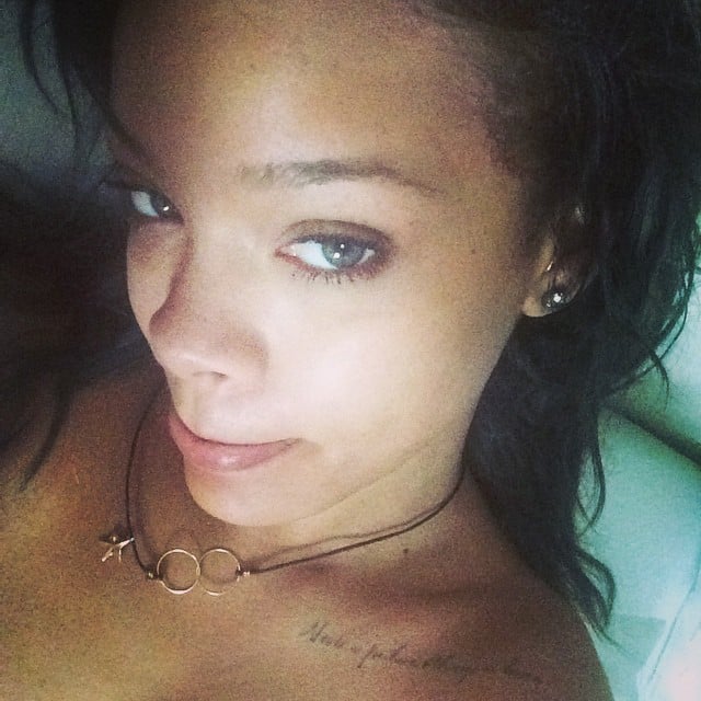 Rihanna shared a makeup-free selfie. 
Source: Instagram user badgalriri