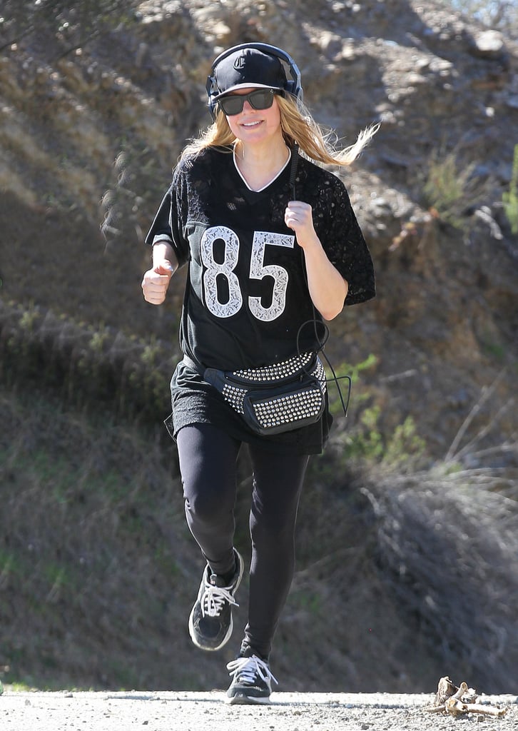 On Sunday, Fergie went for a run in LA's Brentwood neighborhood.